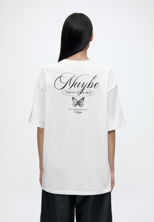 HUGO, OVERSIZED TEE - Μπλουζάκι με στάμπα - white