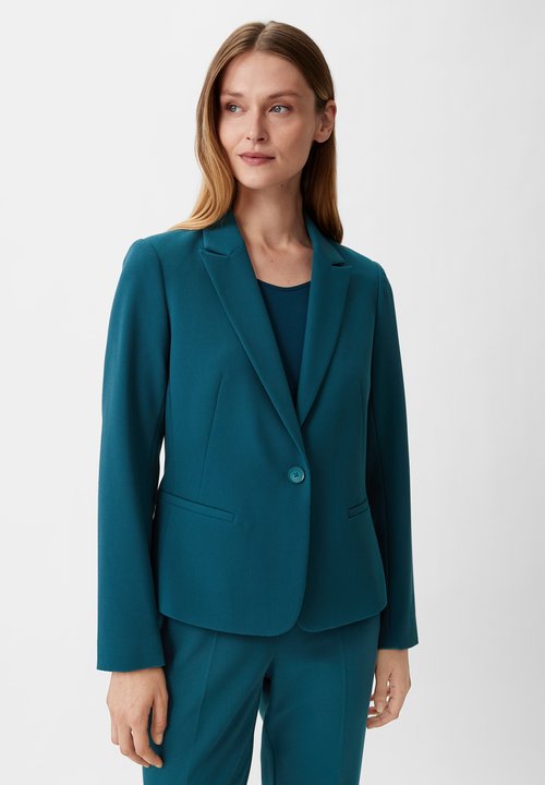 Blazer Femme Comma - Tissu Doux élastique, Coupe Cintrée, Col à Revers - Longueur Dos 61 Cm (taille 36)