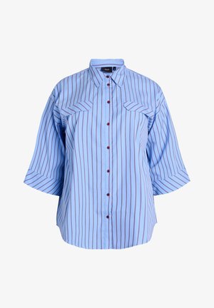 Heleheles helesinine nööpidega särk, millel on punased vertikaalsed triibud, rinna-taskud ja laiad varrukad. Valmistatud pehmest kangast. Omab punaseid nööpe.