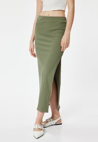 Koton SPLIT - Jupe longue - khaki
