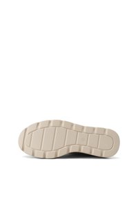 Suola della scarpa in gomma beige chiaro, con un motivo testurizzato caratterizzato da scanalature e creste per la presa. Design piatto, con bordi arrotondati.