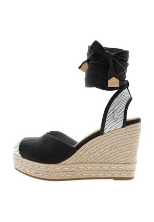 High heeled sandals - black white