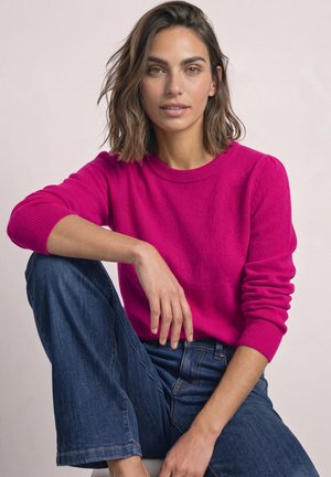 Street One, LANGARM PULLOVER MIT RUNDHALS UND RAFFUNG - Pullover - magenta dream
