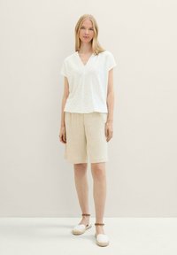 TOM TAILOR MIT LOCHMUSTER - Jednoduché tričko - whisper white