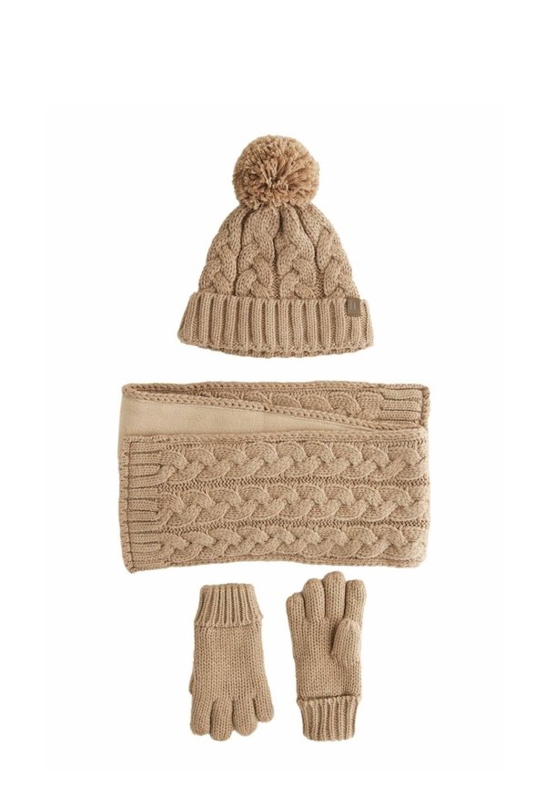 SET - REGULAR FIT - Schal - neutral cable knit