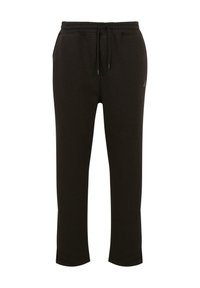 Sorte joggebukser med elastisk midjebånd og snor, samt tapered ben. Laget av myk, strukturert stoff med en glatt overflate.