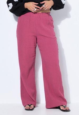 LARGES TAILLE ÉLASTIQUE - Pantalon classique - berry