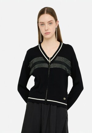 CON ZIP E STRASS - Cardigan - nero