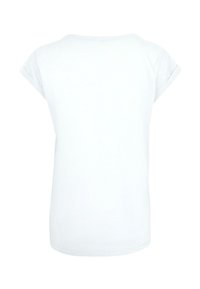 Hvid T-shirt med korte ærmer og rullede ærmer samt rund halsudskæring. Glat tekstur med et enkelt, udekoreret design.