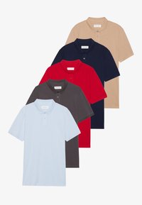5 PACK SLIM - Poloshirt - forged iron/navy/skyway/warm taupe/haute red