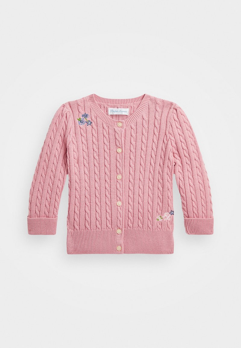 Polo Ralph Lauren FLORAL MINI-CABLE COTTON CARDIGAN - Cardigan - tickled pink