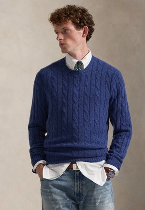 THE ICONIC CABLE-KNIT CASHMERE SWEATER UNISEX - Jersey de punto - rustic navy heather