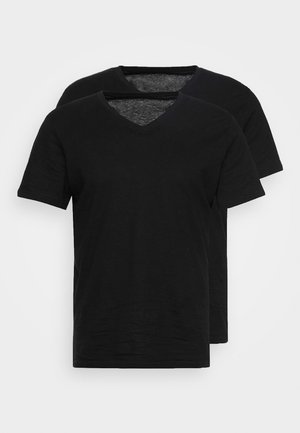 DOUBLE PACK V-NECK TEE - T-Shirt basic - black