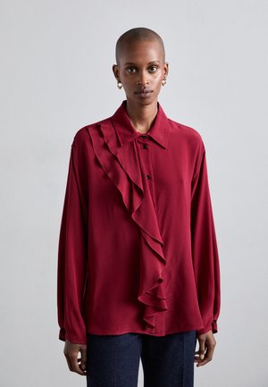 RUFFLE DETAIL  - Paitapusero - oxblood