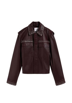 STUDS - Chaqueta de cuero - burgundy