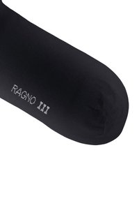 Calzino nero in tessuto liscio; presenta una punta rinforzata e il testo "RAGNO III" in grigio vicino al bordo superiore.