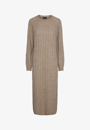 Pieces MAGGY - Stickad klänning - taupe gray
