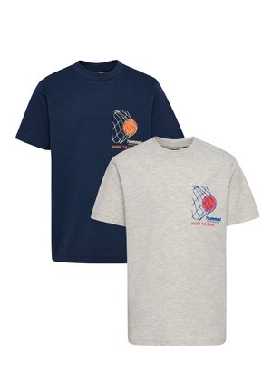 HMLJR REG RUNNER 2-PACK - T-shirt med print - light grey melange dress blues