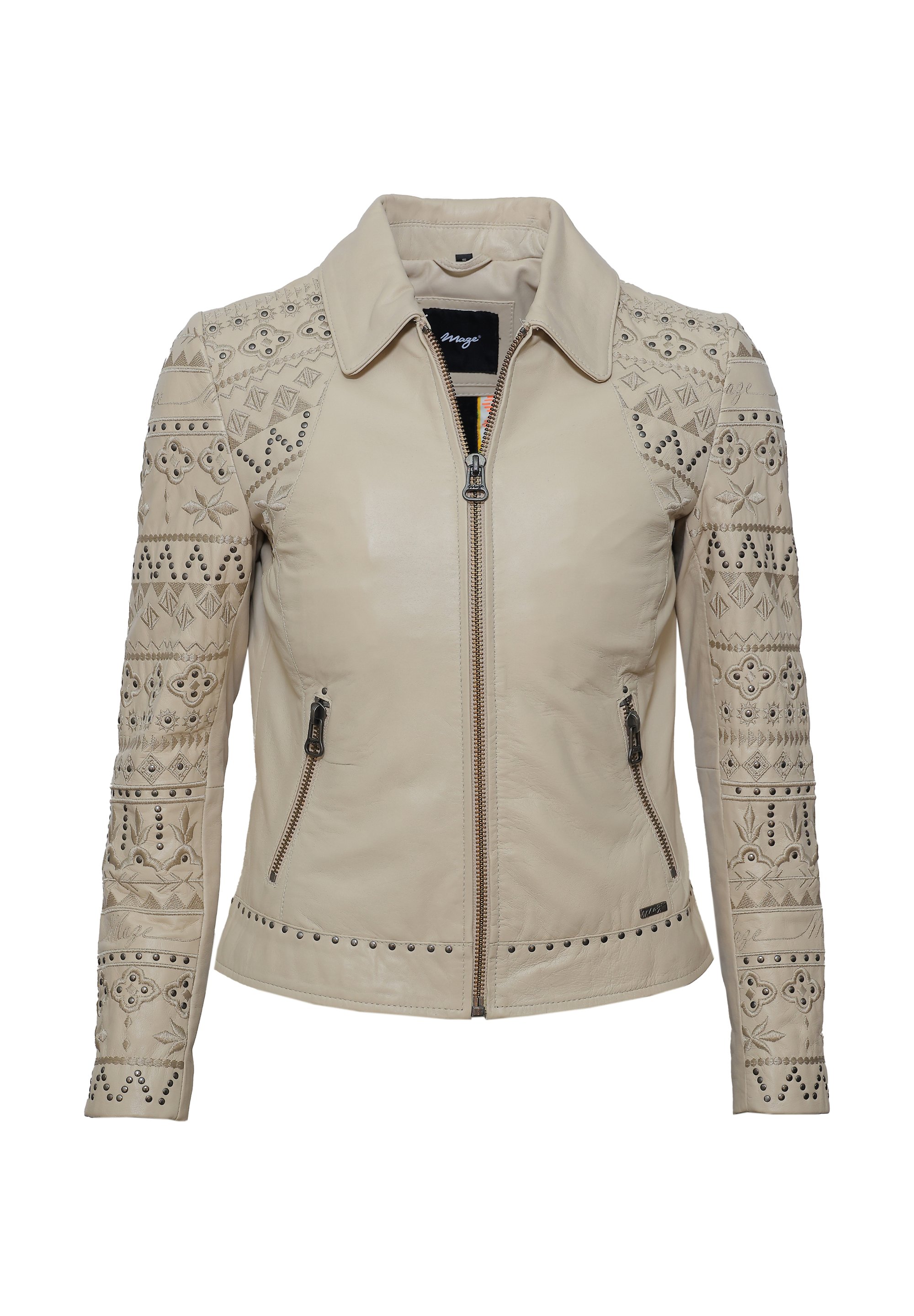 Maze Leather jacket - oat/beige - Zalando