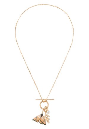 ENAMEL MOTH & LEAF CHARM NECKLACE - Necklace - goldcoloured