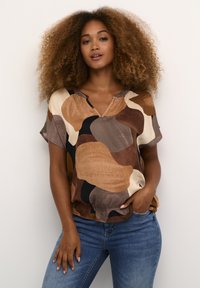 Culture - DANA CAPSLEEVE - T-shirts print - brown art Miniaturebillede 1