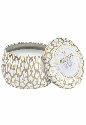VOLUSPA DECORATIVE TIN CANDLE SUEDE BLANC 113G - Doftljus - white