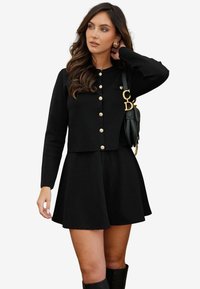 Lipsy REGULAR FIT BUTTON THROUGH CREWNECK - Adīta jaka - black
