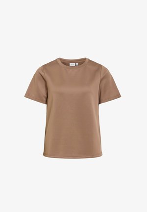 VILA, SHORT SLEEVED TOP VILOANA ROUND NECK - Základné tričko - brown lentil1
