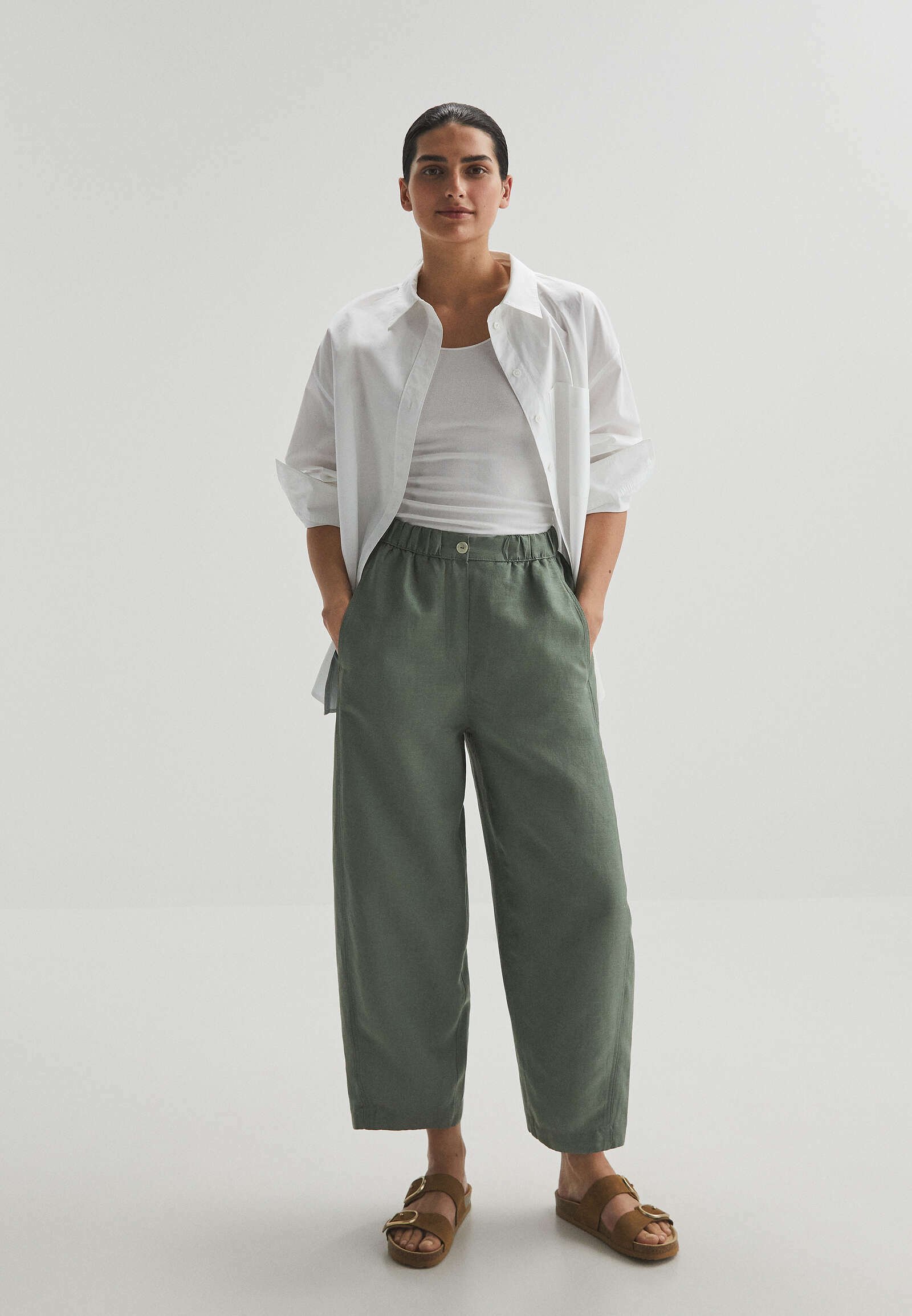 OYSHO BARREL - Pantaloni - light green/verde chiaro - Zalando.it