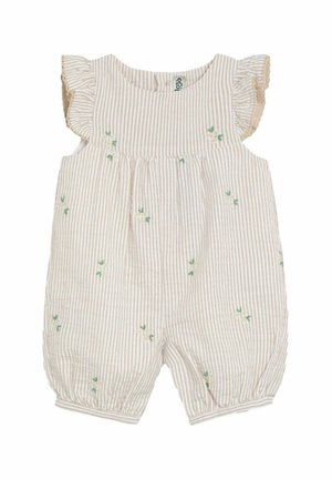 REGULAR FIT-PRETTY RUFFLE EMBROIDERED - Mono - natural daisy striped seersucker