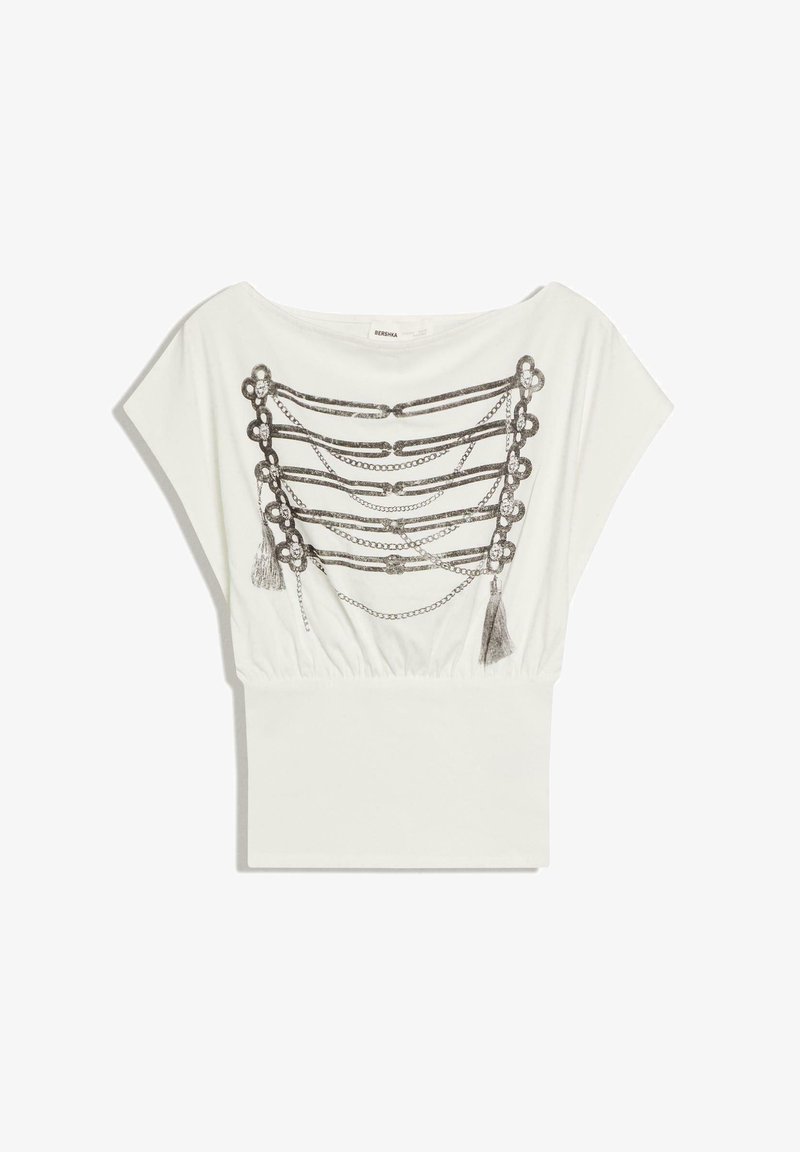 Bershka TSHIRT 02259360 Print T shirt White Zalando ie bershka-tshirt-02259360-print-t-shirt-white-zalando-ie