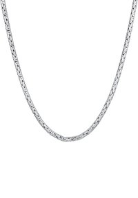 Sidabrinė grandinėlės vėrinys, kuriame yra austas dizainas su lygiomis, poliruotomis grandelėmis ir vienalytė tekstūra. Ilgis reguliuojamas, kad atitiktų dydį.