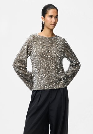 Pieces PCKAM LS DEEP BACK BOW - Blusa - morel/silver