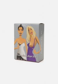 Double Sticky Angel Bra packaging features a gray box with illustrated women wearing different outfits. Brand logo at the top.