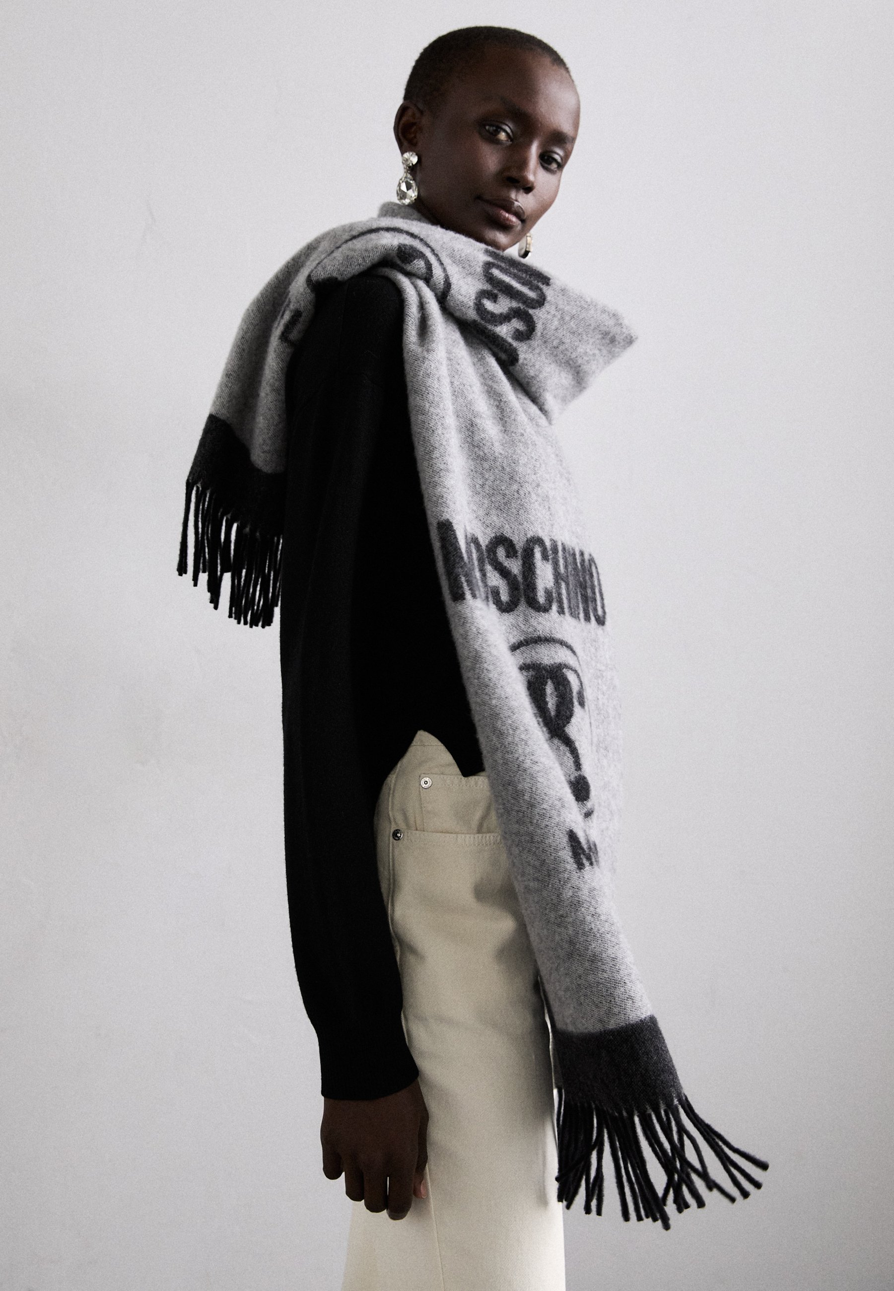 MOSCHINO SCARF - Scarf - black/white/dark grey - Zalando.ie