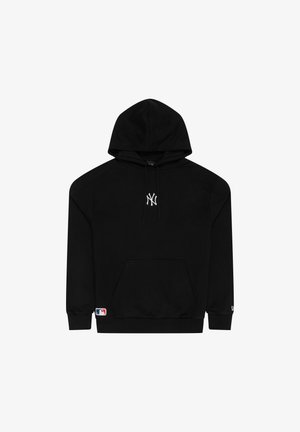 Zwarte hoodie van katoen met een kangoeroezak, witte logo op de borst, capuchon met trekkoord en ribgebreide manchetten en zoom. MLB-logo op de mouw.