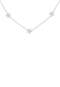 Silver star pendant necklace featuring three star-shaped accents on a delicate chain with a polished finish.