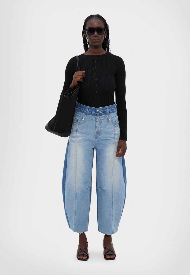 ROKH BALLOON SHAPED LAYERED DENIM  - Wide Leg - lightblue