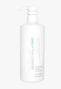 Nawilżająca kuracja Sebastian Hydre w białej plastikowej butelce z dozownikiem, o pojemności 500 ml, z niebieskim i szarym napisem.