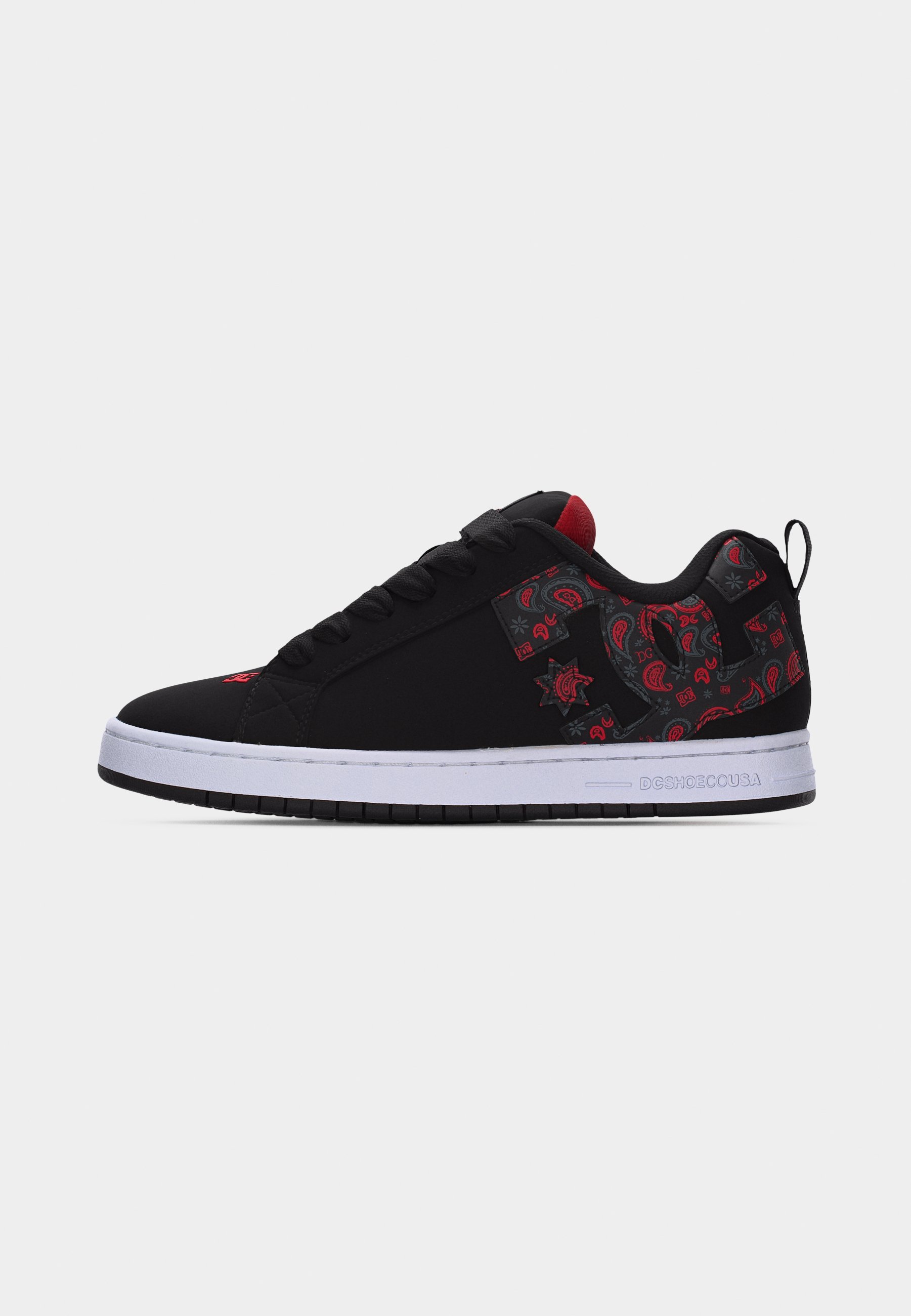Scarpe DC Cure Uomo - Basse E Casual, Colore Nero/Rosso/Nero, Taglia 44.5 EU, Suola Pill Pattern