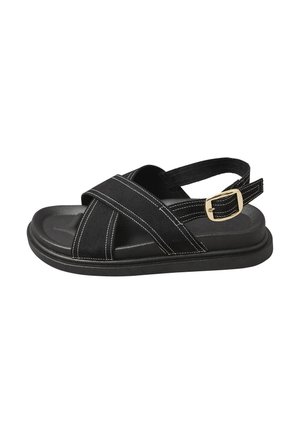 EXTRA WIDE FIT CONTRAST STITCH CROSS STRAP - Sandals - black