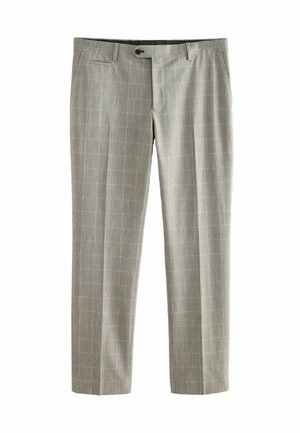 SLIM FIT TRIMMED CHECK - Kostymbyxor - taupe brown