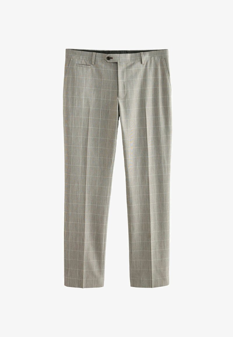 Next SLIM FIT TRIMMED CHECK - Ülikonnapüksid - taupe brown