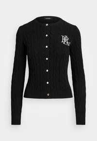CABLE KNIT COTTON CARDIGAN - Cardigan - black