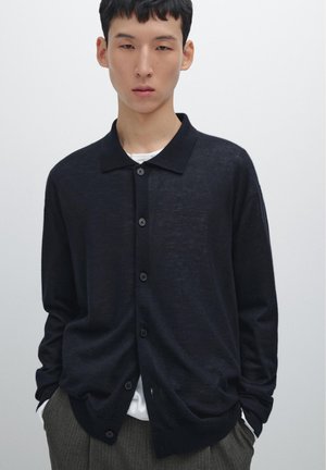 BUTTONED POLO COLLAR - Cardigan - dark blue