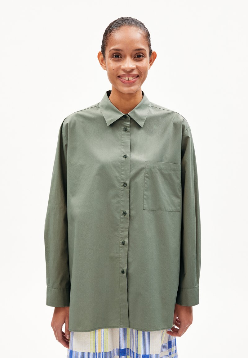 ARMEDANGELS EALGAA - Button-down blouse - grey green