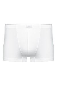 Witte boxershorts van zacht katoen. Heeft een eenvoudige ontwerp, elastische tailleband en een aansluitende pasvorm zonder patronen.