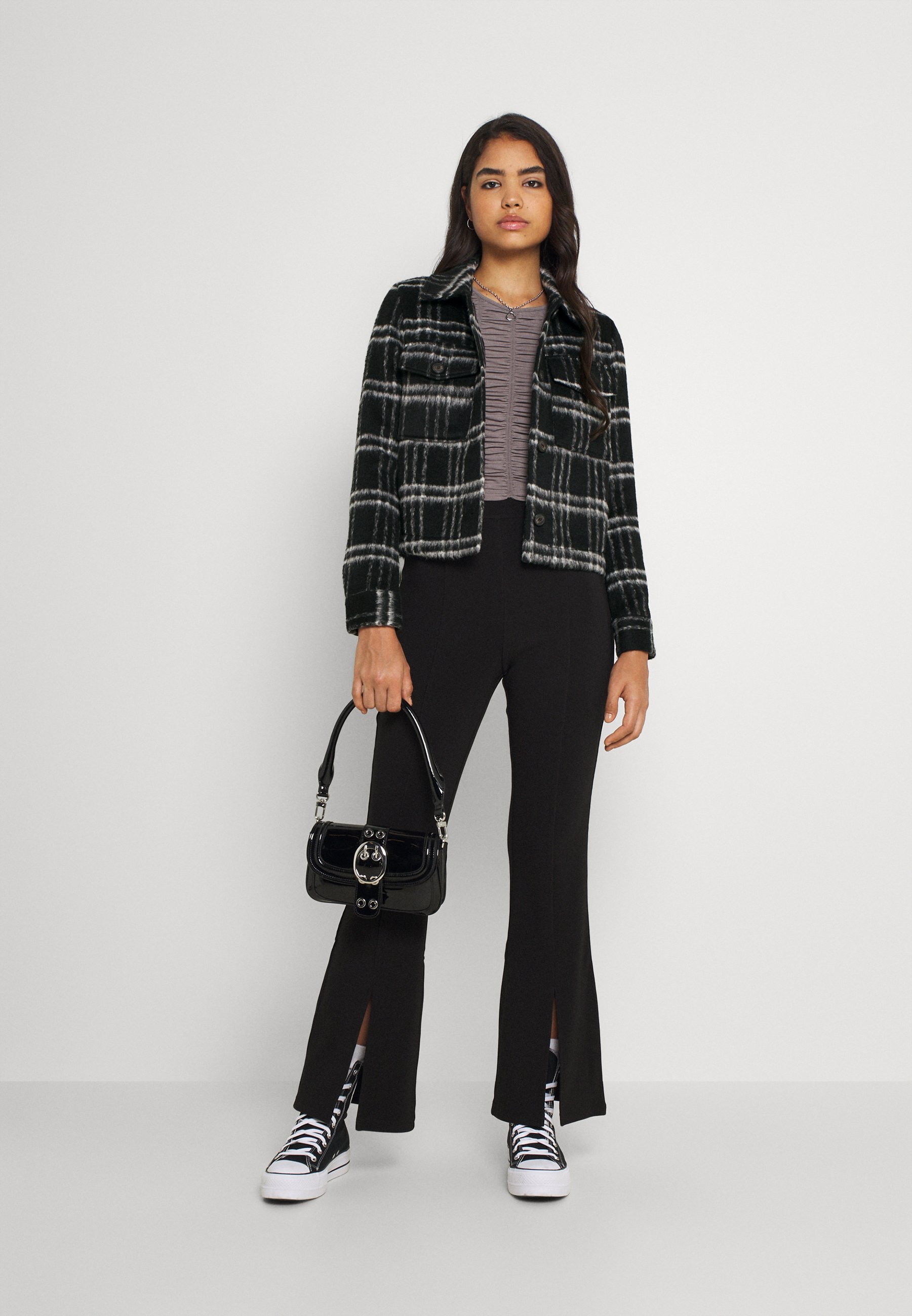 checked short jacket