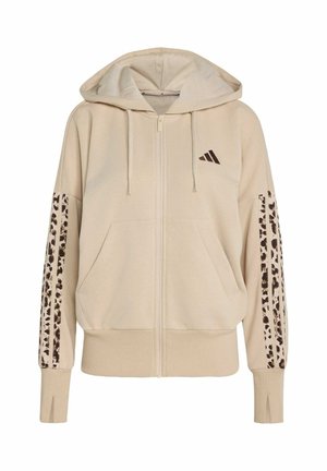 adidas Sportswear, ADIDAS SPORTSWEAR SEASONAL ESSENTIALS ANIMAL PRINT 3-STRIPES FULL-ZIP HOODED TRACK TOP - Sweatjakke - crystal linen   multicolor   khaki six