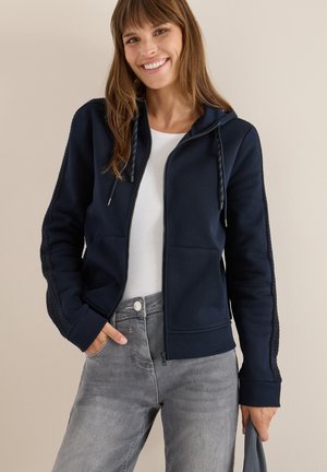 MIT ZOPFMUSTER - Sweat zippé - blau